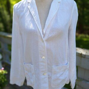 J. McLaughlin White Linen Jacket Women's Blazer Size 8